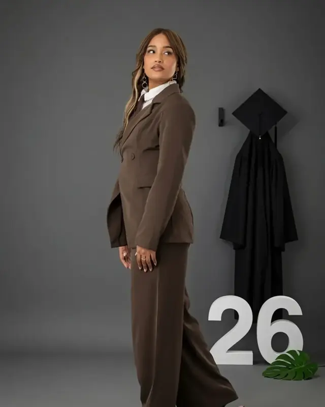 Graduation gown and cap studio shoot